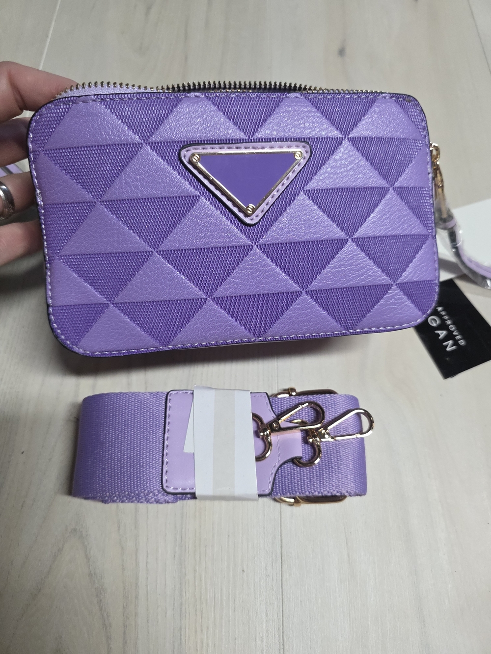 Purple Vegan Leather Crossbody Purse+Wallet with Detachable Strap